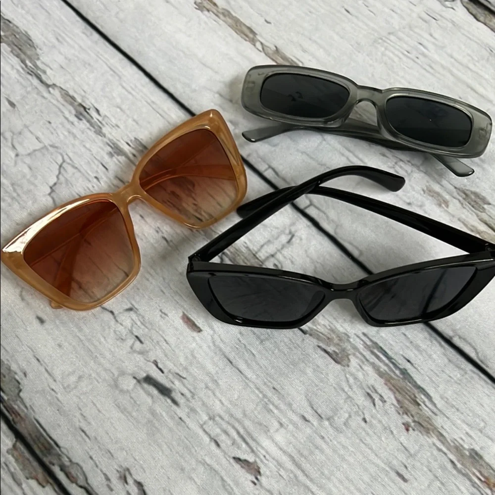 Stylish Sunglasses Set - Black, Gray, Tan